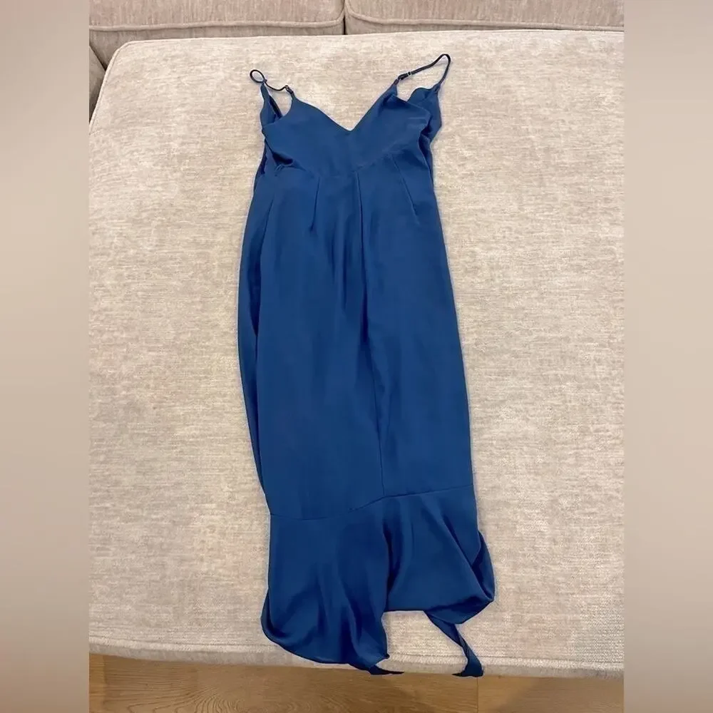 Lulus Manhattan Moment Blue Ruffled Midi Wrap Dress XS - Picture 5 of 5